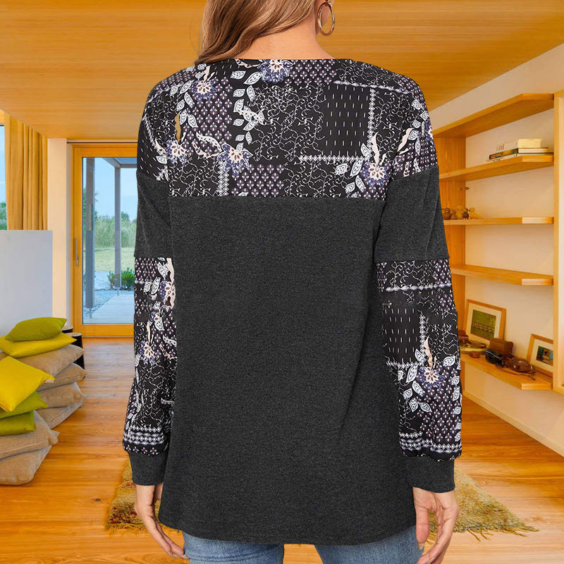 Printed Panel Long Sleeve T-Shirt