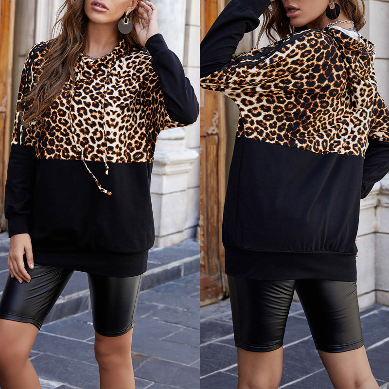 Leopard-print Paneled Sweatshirt