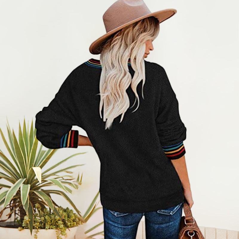 Women's Solid Color Round Neck Loose Sweatshirt