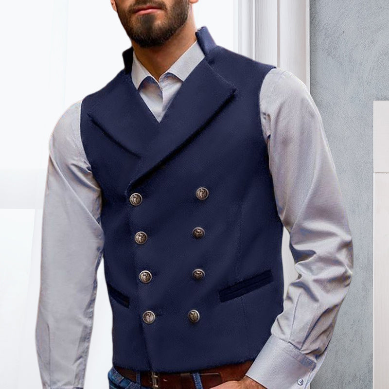 Solid Double Breasted Vest