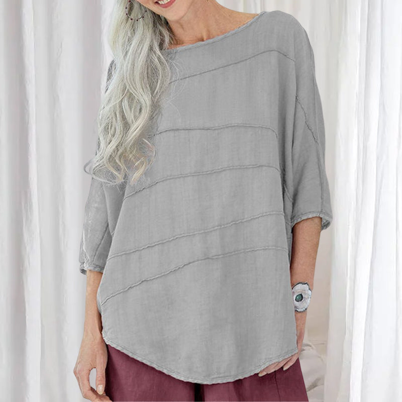 Striped Dolman Sleeve Casual Cotton Top