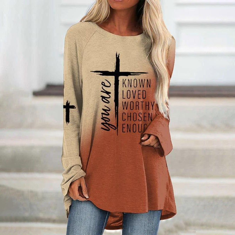 Cross Letter Print T-shirt