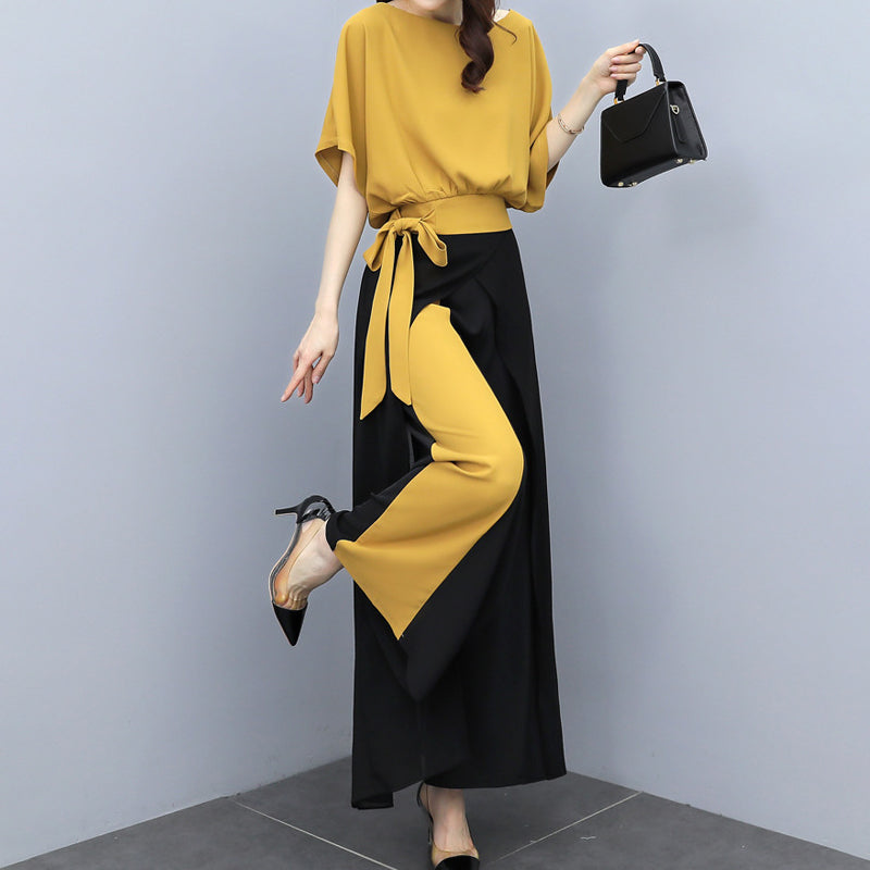 Chiffon Wide Leg Pants 2 Piece Set