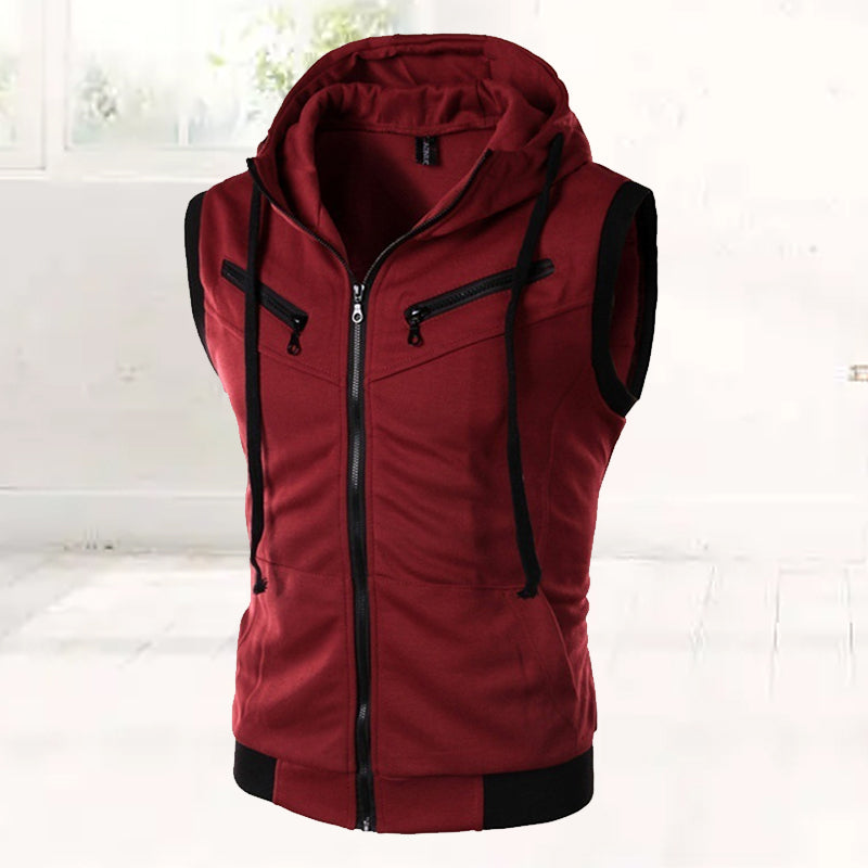 Men's Sleeveless Slim Fit Hoodie Vest