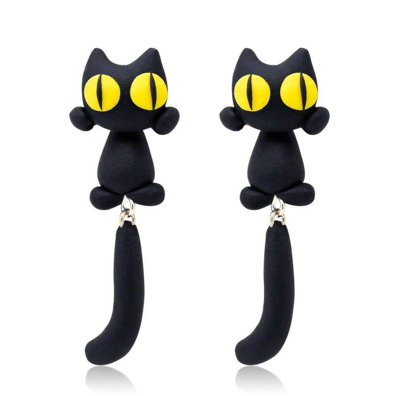 Unique Yellow-Eye Cat Earrings