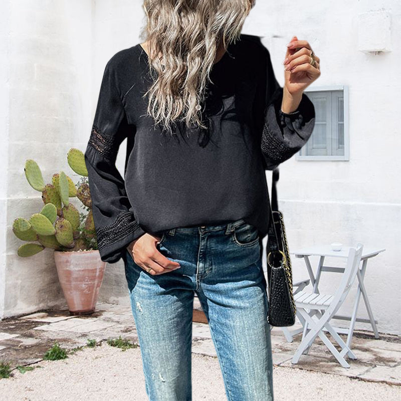 Lace-paneled Cut-out Shirt