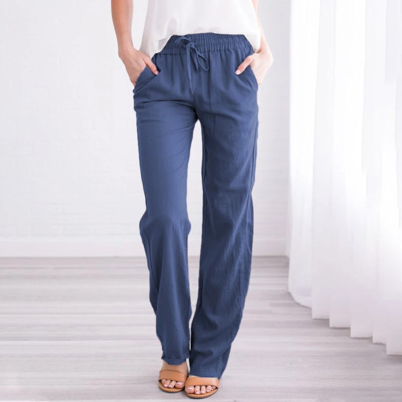 Solid Color Lace-Up Pants