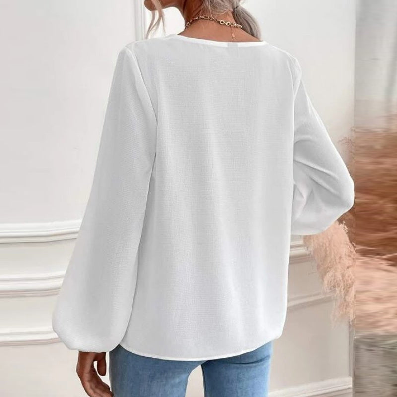 Solid Color Long Sleeve Chiffon Shirt