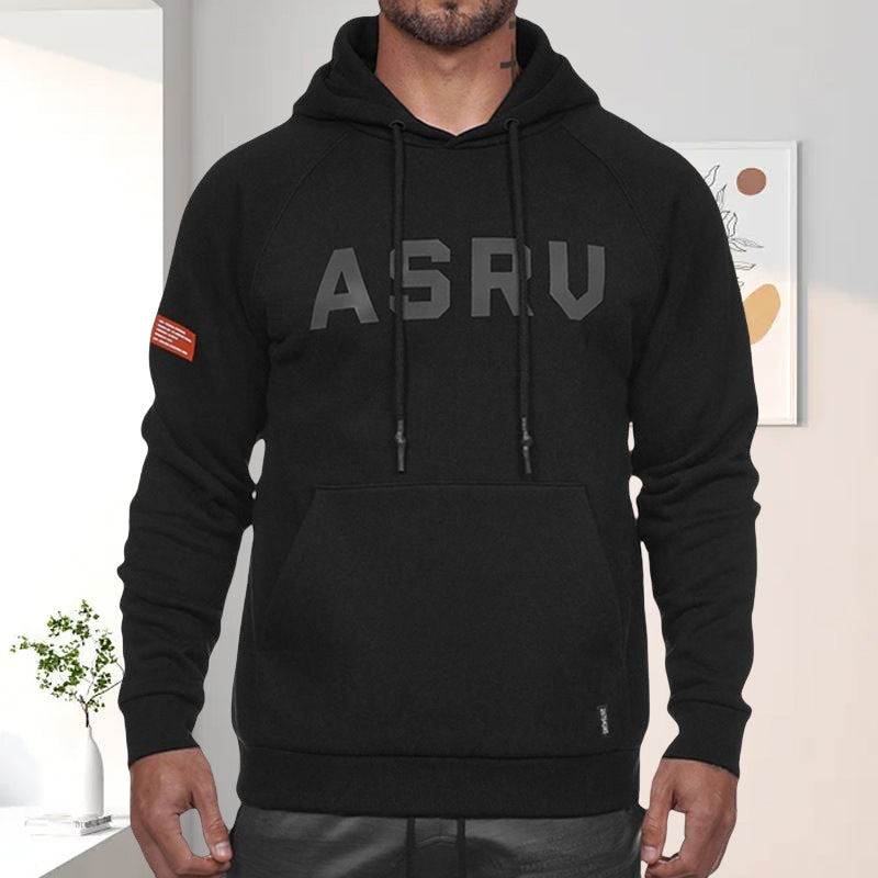 Lettered Print Long-sleeved Hooded Sweatshirt