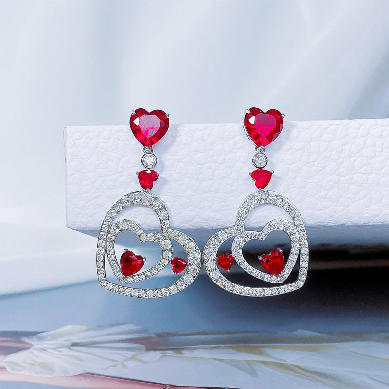 Double Heart Stud Earrings