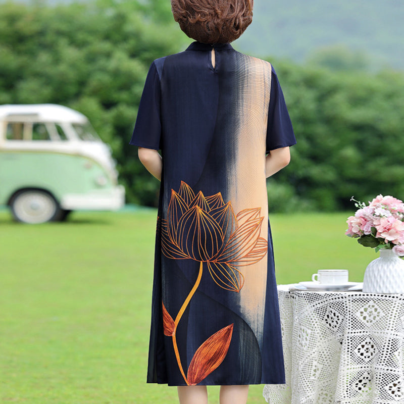 Retro Printing Temperament Chiffon Skirt