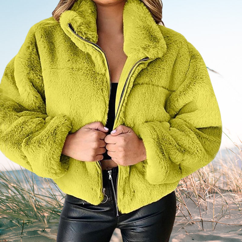 Rabbit Fur Faux Fur Plush Jacket