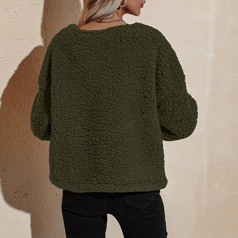V-neck Plush Jacket