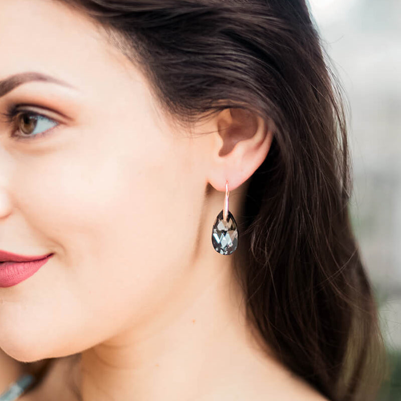 Black Aurora Borealis Drop Earrings