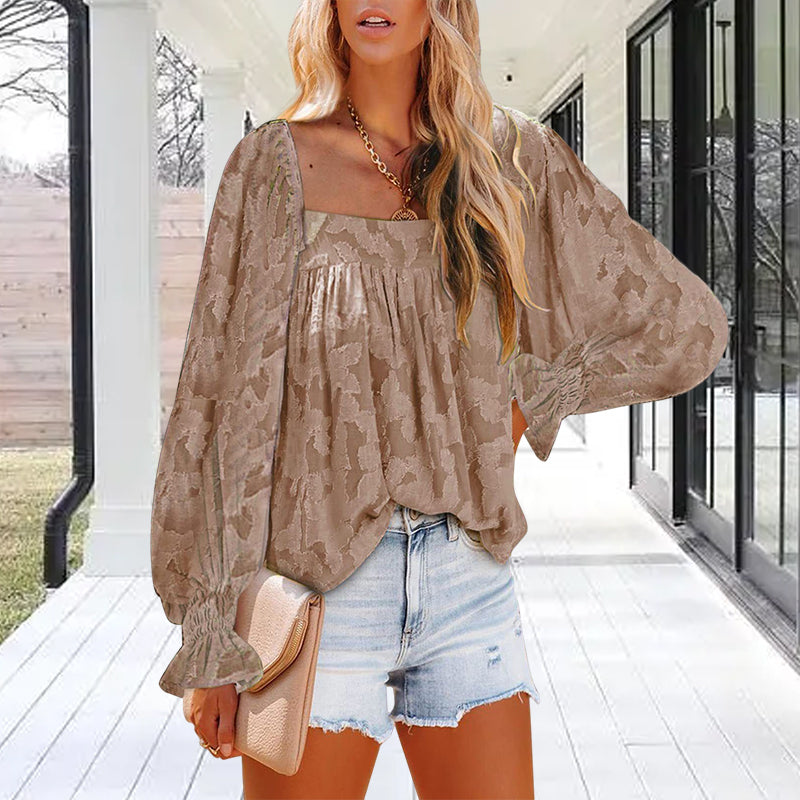 Womens Long Sleeve Tops Square Neck