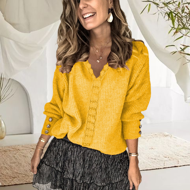 Womens V Neck Lace Crochet