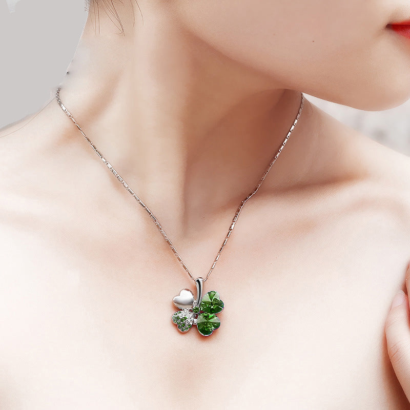 Lucky Four-leaf Clover Crystal Necklace