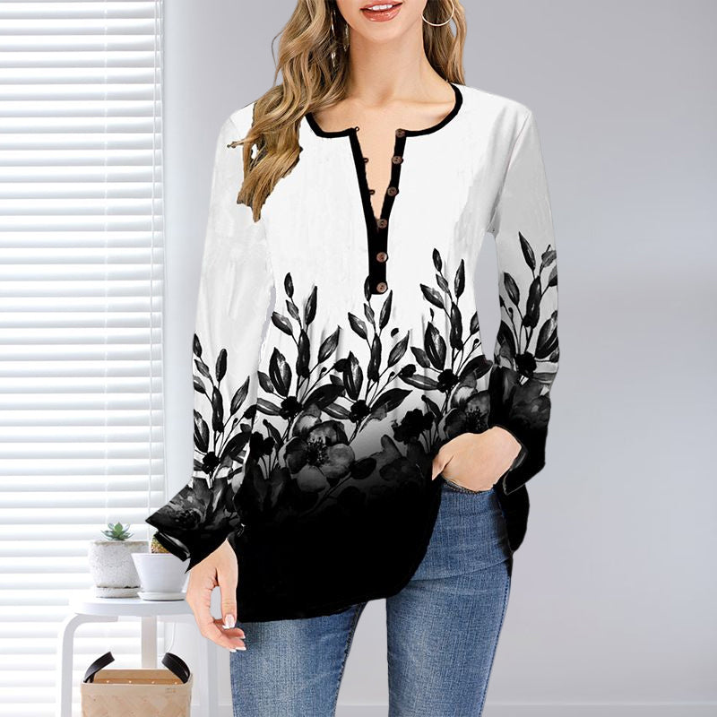 Open Collar Ruffle Sleeve Oversized T-Shirt