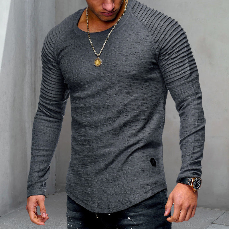 Men's Long Sleeve Crinkled T-Shirt