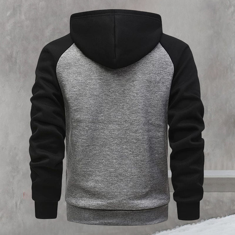 Color Contrast Cardigan Hoodie