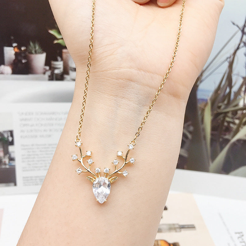 Glitter Deer Titanium Necklace