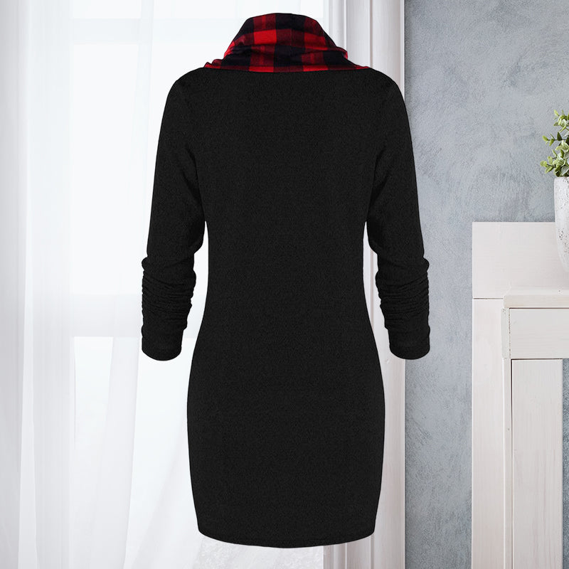 Check Button Sweater Dress