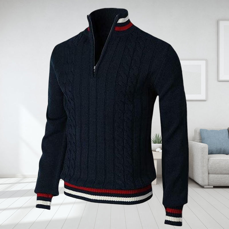 Color Block Turtleneck With Zip Closure