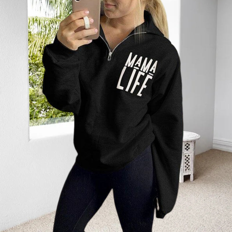 Stylish Letter Print Zip Sweatshirt
