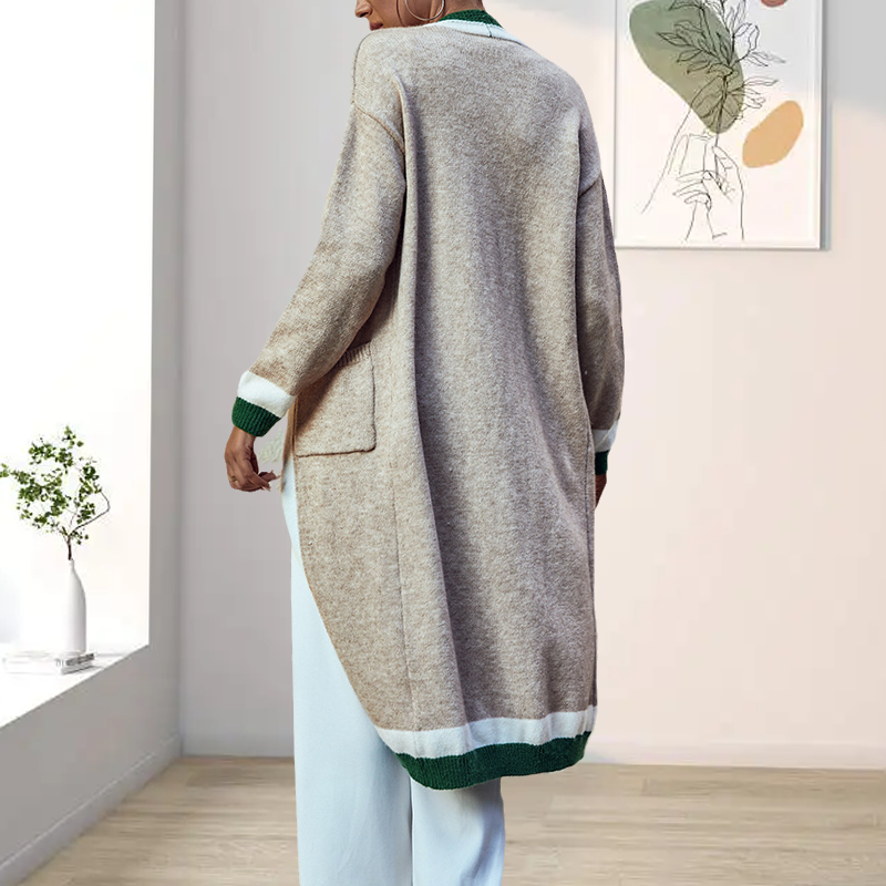 Solid V-Neck Loose Knit Cardigan Sweater