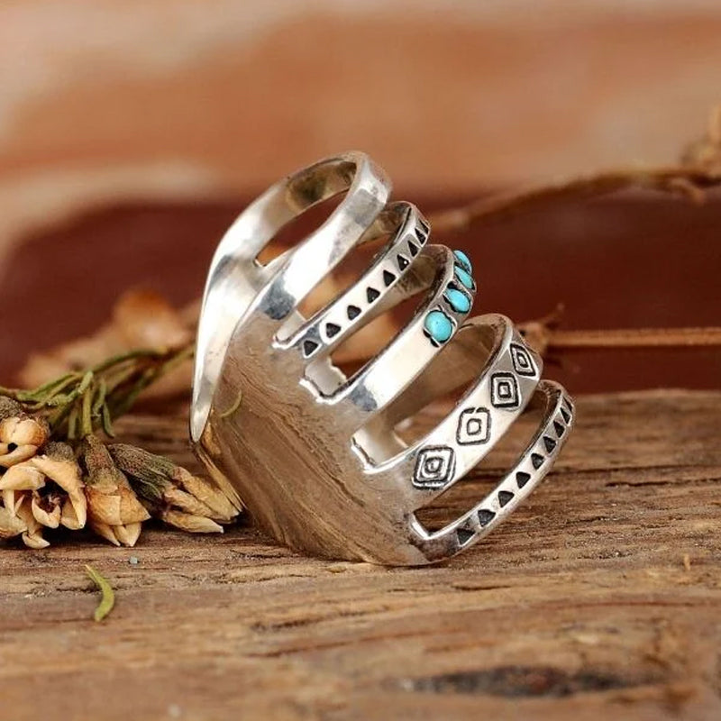 Silver Star Moon Sun Ring