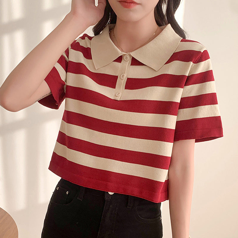 Front Shoulder Polo Neck T-shirt