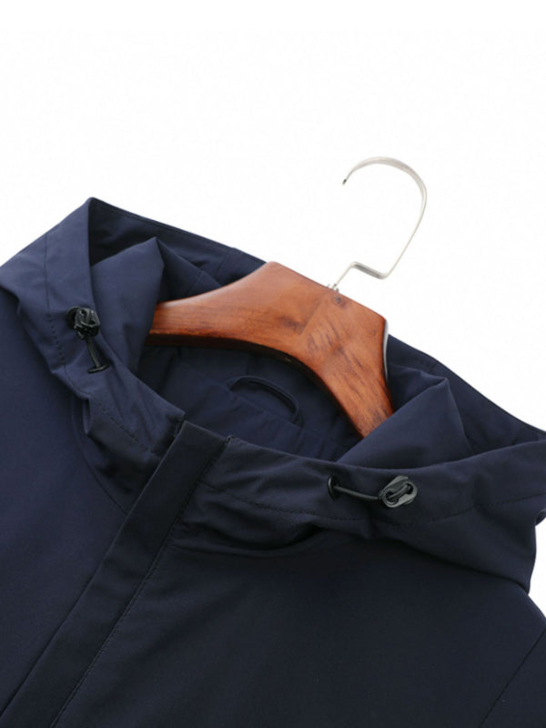 Solid Color Hooded Coat