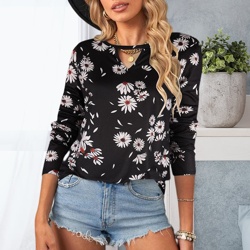 Long Sleeve Printed Crewneck T-Shirt