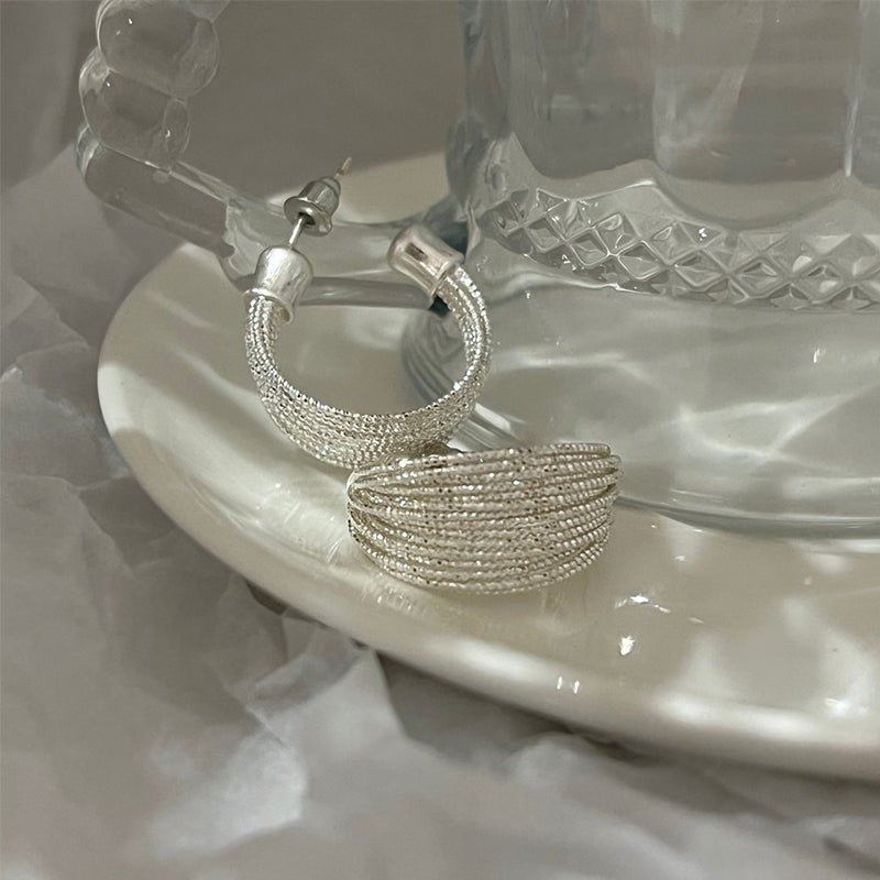 C-shaped Brushed Earrings