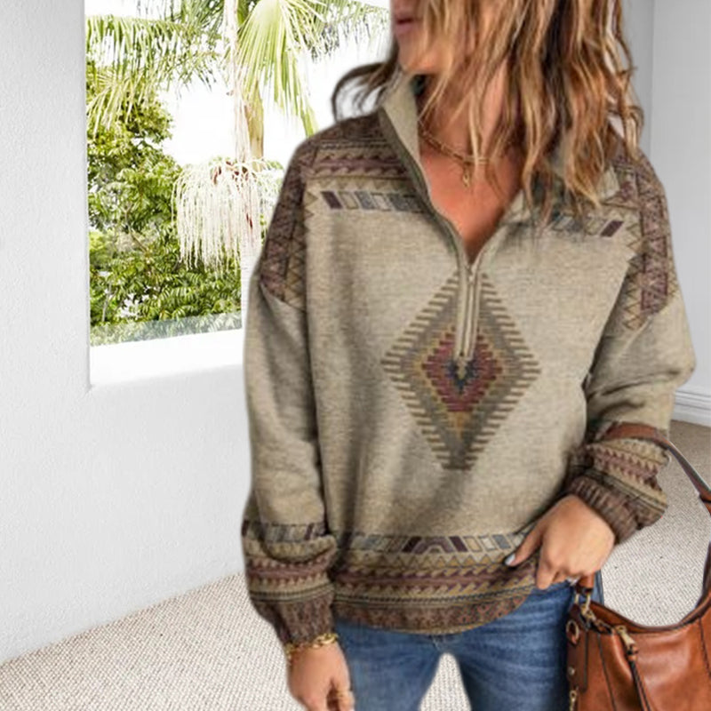 Ethnic Print Long Sleeve T-shirt