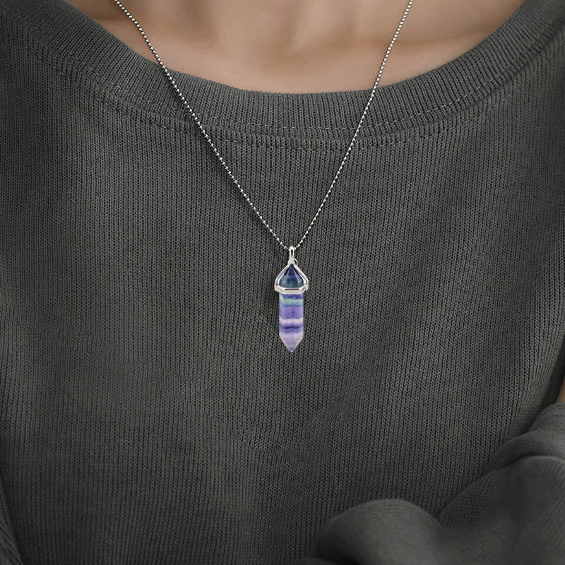 Rainbow Fluorite Pendant Necklace