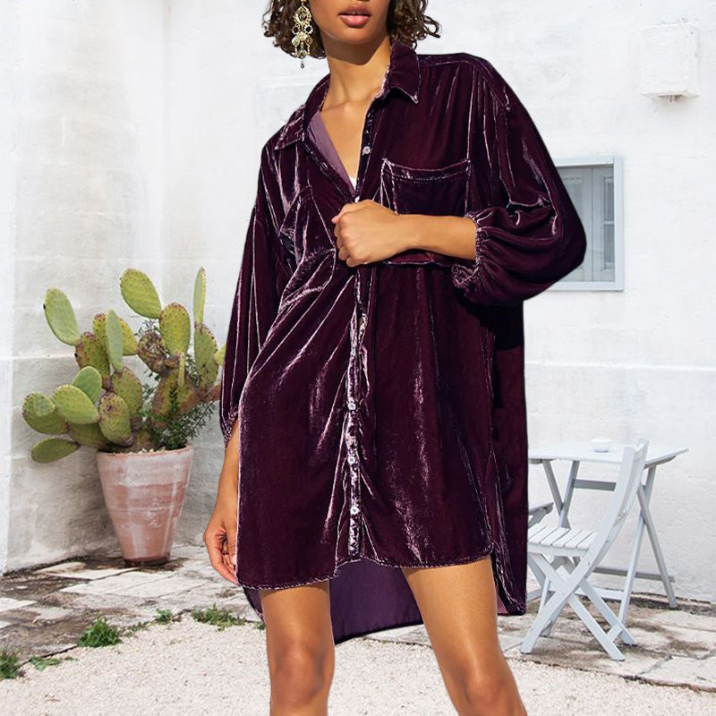 Velvet Balloon Sleeve Shirt