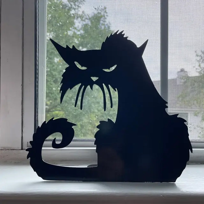 Angry Cat Metal Halloween Decor