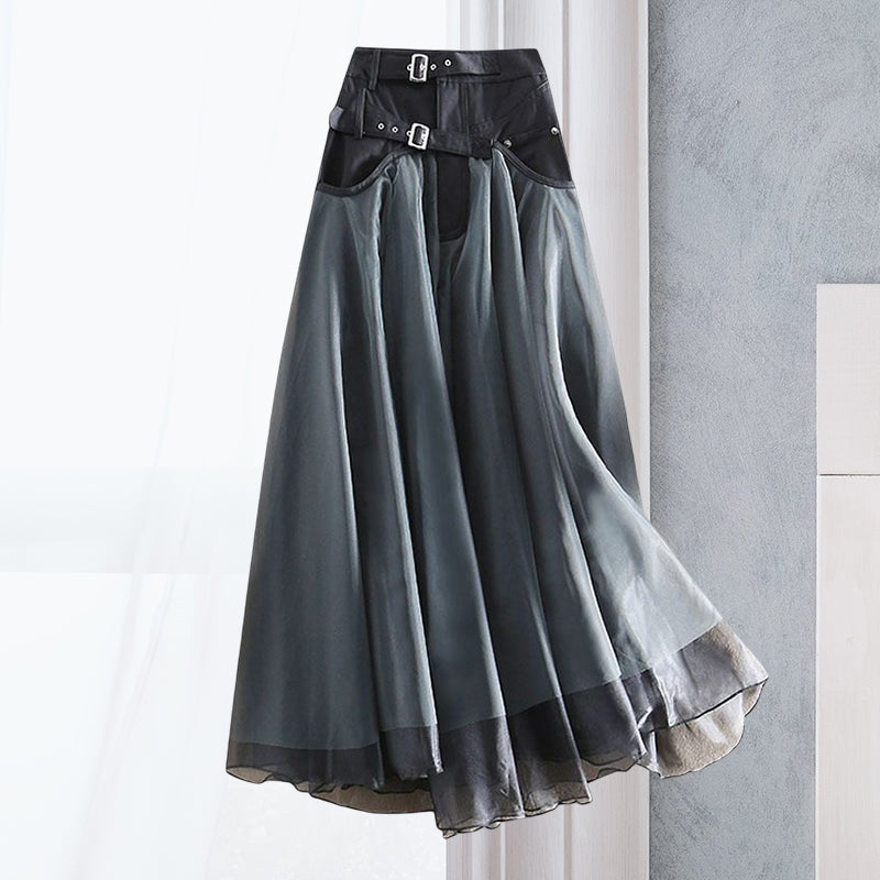 French Grey fashion Patchwork Tulle Skirts