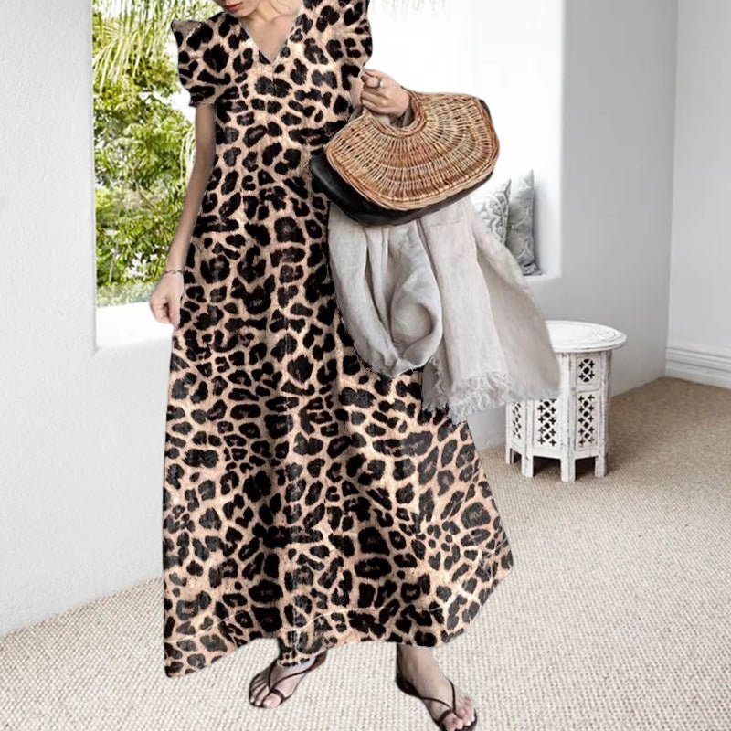 Leopard Print Commuter Long Dress