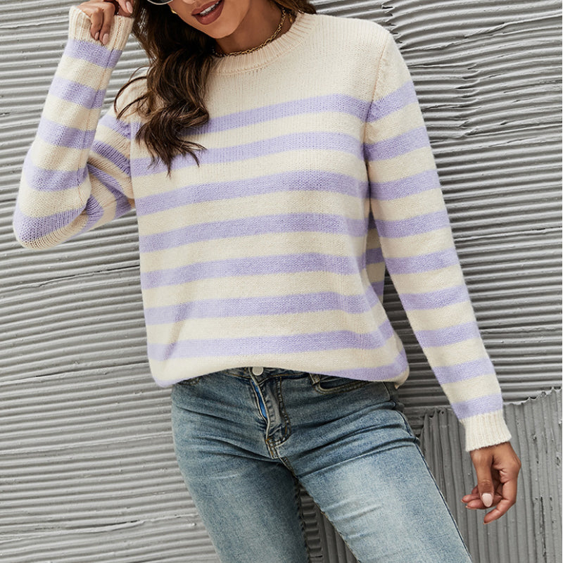 Striped Crewneck Pullover Sweater