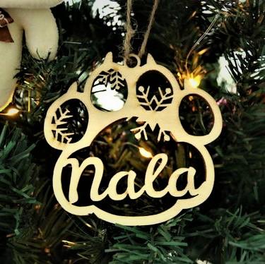 PERSONALIZED DOG/CAT PAW CHRISTMAS ORNAMENT