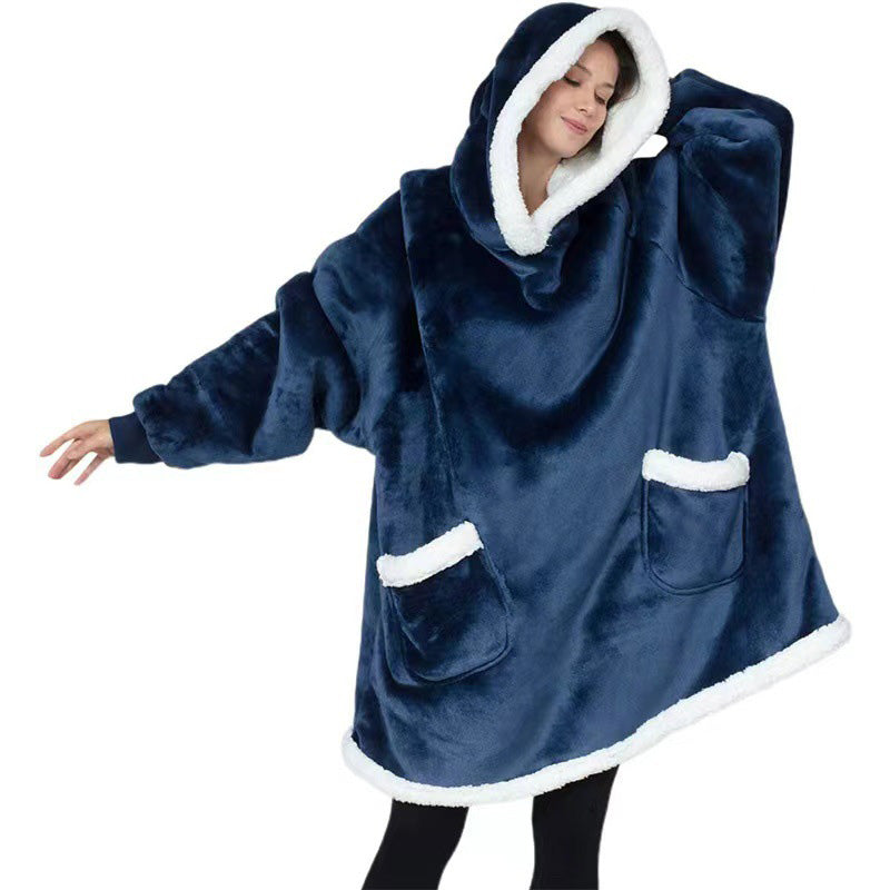 Casual Unisex Long Hooded  Wearable Blanket
