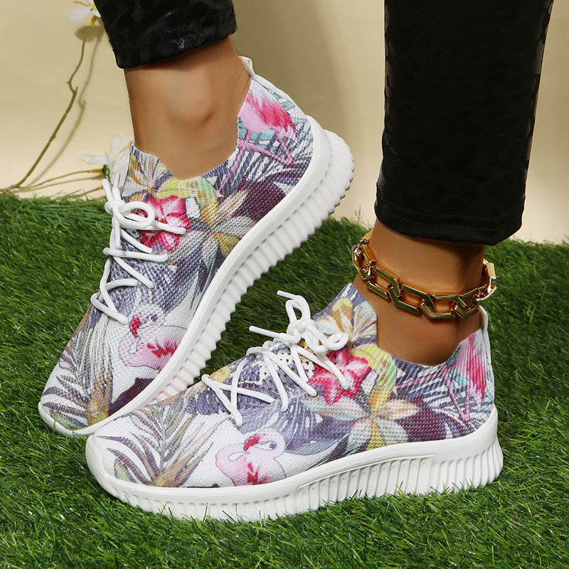 Printed Lace-Up Sneakers