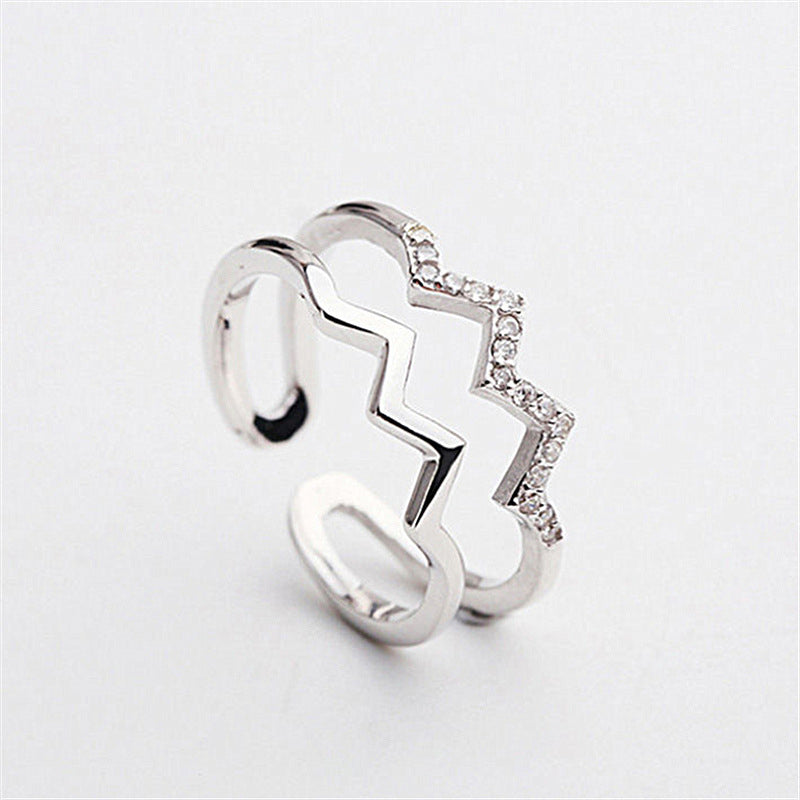 Double Diamond Wave Ring