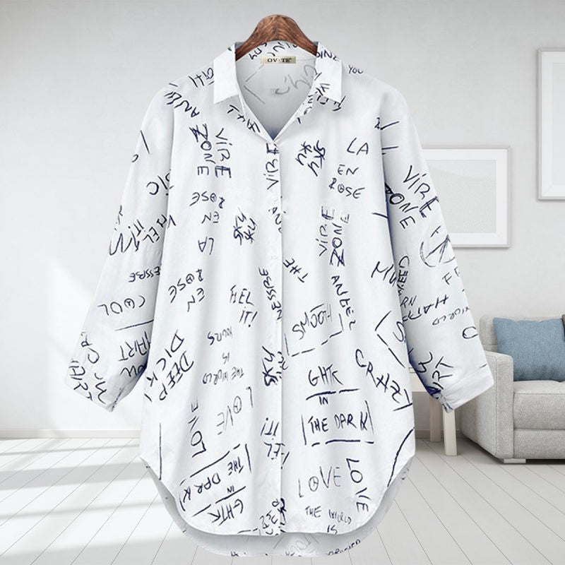 Long Sleeve Blouse With Letter Print