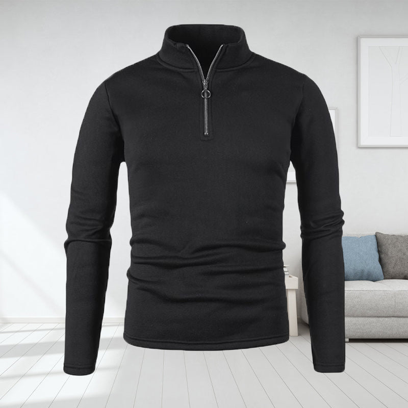 Men's Placket Zip Design Solid Color Turtleneck Jacket