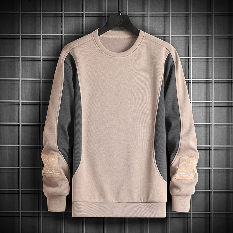 Thread Embroidery Colorblock Pullover Sweatshirt