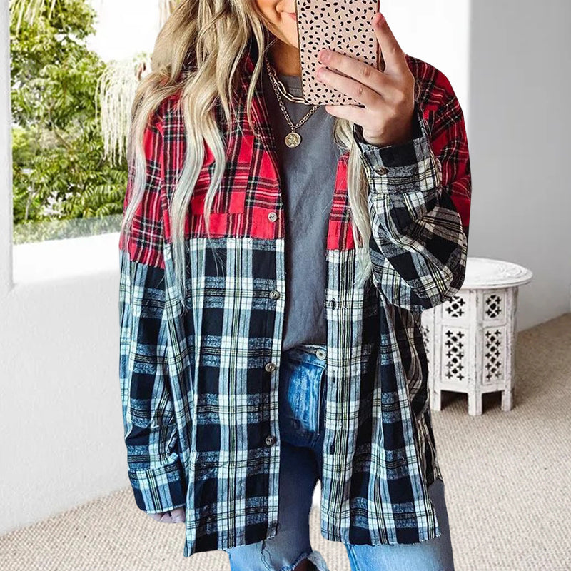 Fashion Patchwork Printed Long Sleeve Shirt