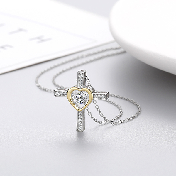 To My Soulmate Cross and Heart Necklace